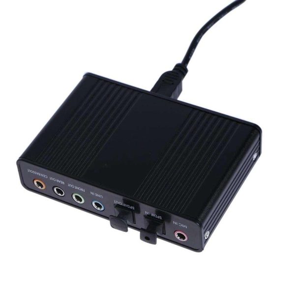 External Sound Card USB 6 Channel 5.1 External Audio Music Sound Card Soundcard For Laptop PC with  Driver CD + USB Cable