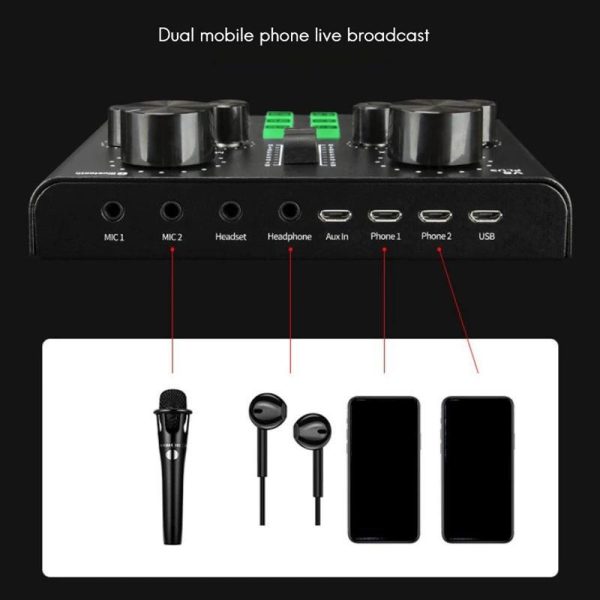 Plug Sound Card for Live Streaming Voice Changer Sound Card with Multiple Sound Effects, o Mixer for Recording