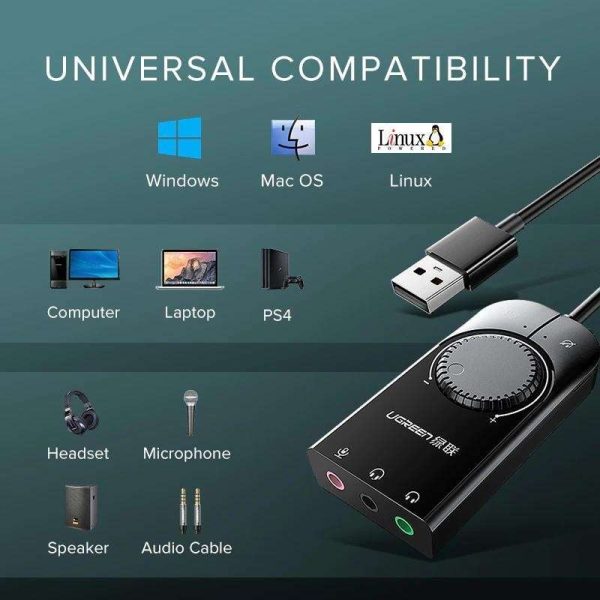 Sound Card USB Audio Interface External 3.5mm Microphone Audio Adapter Soundcard for Laptop PS4 Headset USB Sound Card