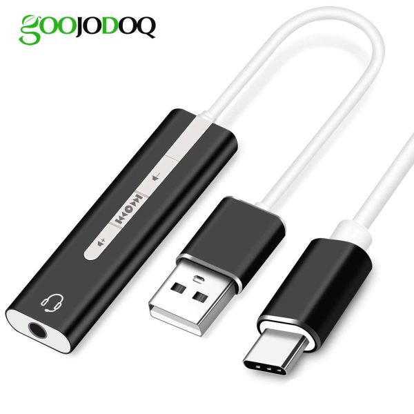 2 IN 1 USB External Sound Card USB C / USB 3.0 to 3.5mm Jack Audio Microphone Headphone Adapter for Macbook PC Laptop Sound Card