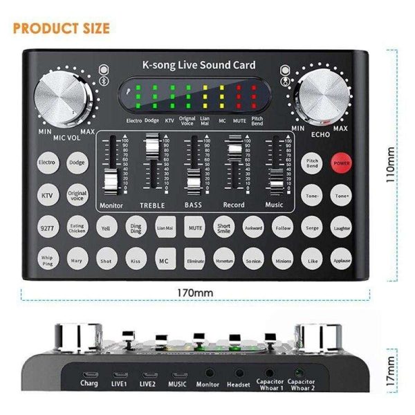 Sound Cards Audio Interface F8/F9 18 Sound Effects Bluetooth Audio  Headset Microphon External Live Sound Card