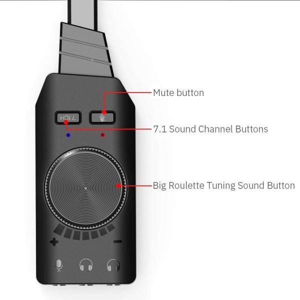 Profession 7.1 Channel External Sound Card for Computer Audio Interface Microphone USB Sound Card for Gaming Headset Gamer