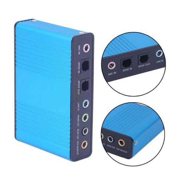 Sound Card USB 6 Channels 5.1/7.1 Surround Adapter Audio USB 2.0 Optical Sound Card Adapter for PC Laptop Desktop Audio