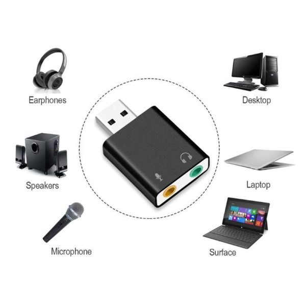 7.1-Channel Aluminum Alloy Usb Sound Card Computer External Sound Card Usb7.1 Sound Card Analog Sound Card