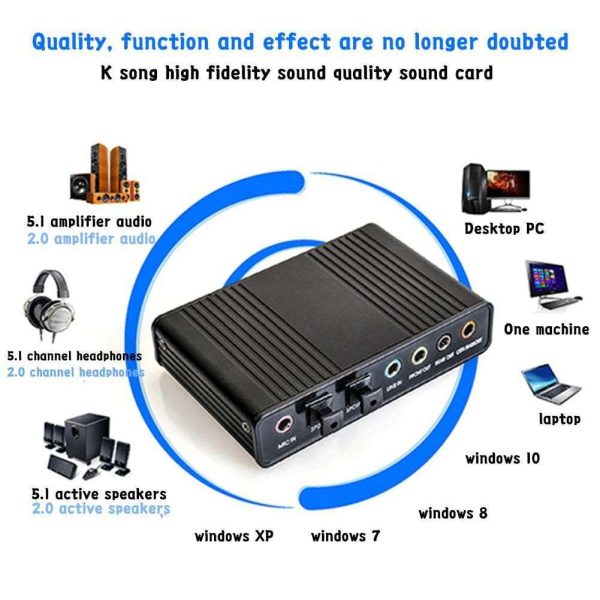 5.1 Sound Card Usb 2.0 Sound Card Cmi6206 Chipset Usb Usb Audio Device Class And Usb Hid Class Spec 6 Channel Output