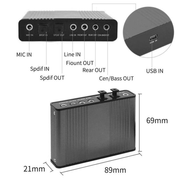 USB 2.0 Sound Card 6 Channel 5.1 Optical External Audio Card Converter Audio Adapter Micphone Sound Card