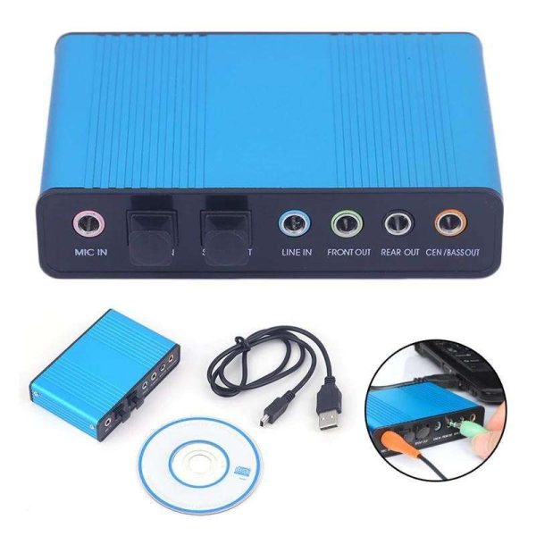 Sound Card USB 6 Channels 5.1/7.1 Surround Adapter Audio USB 2.0 Optical Sound Card Adapter for PC Laptop Desktop Audio