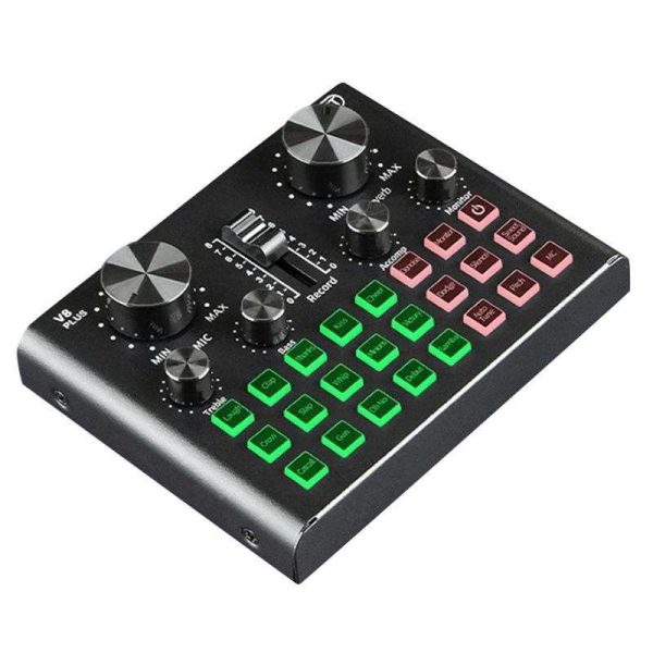 Plug Sound Card for Live Streaming Voice Changer Sound Card with Multiple Sound Effects, o Mixer for Recording