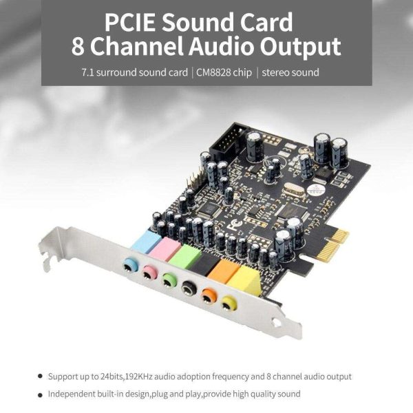 8 Channel Sound Output PCIE 7.1 Channel Sound Card Stereo Surround Sound Built-in CM8828 Chip Audio Sound Card