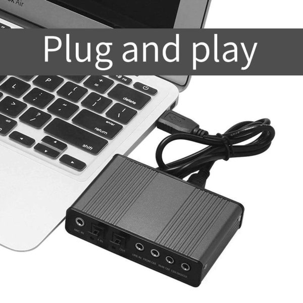 6 Channel 5.1/7.1 USB Audio Sound Card Optical External Audio Card USB Sound Card Channel Converter for Laptop Desktop