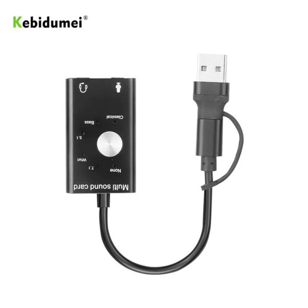 2.0 Audio Sound Card External 3.5mm Microphone Audio Adapter Soundcard for Laptop Headset  Type C Sound Card