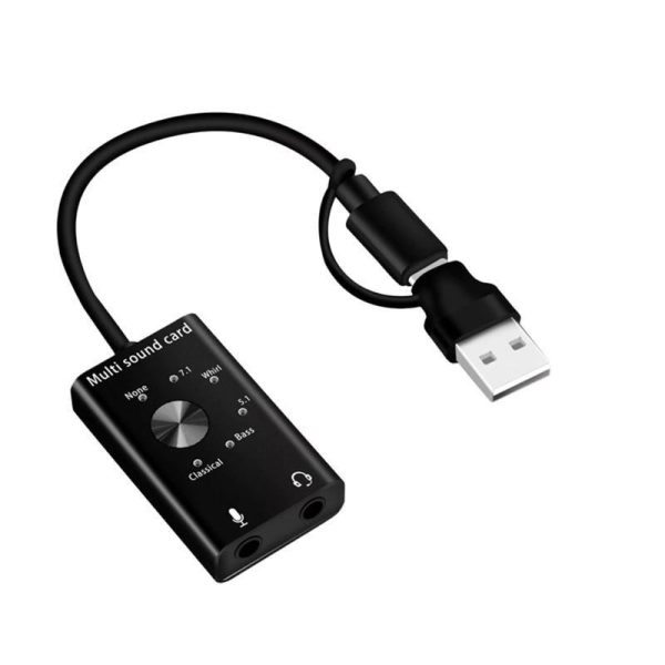 USB 7.1 Sound Card External USB to Earphone/Microphone Interface Sound Card for Windows/Mac/Linux