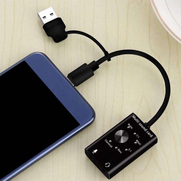 USB 7.1 Sound Card External USB to Earphone/Microphone Interface Sound Card for Windows/Mac/Linux