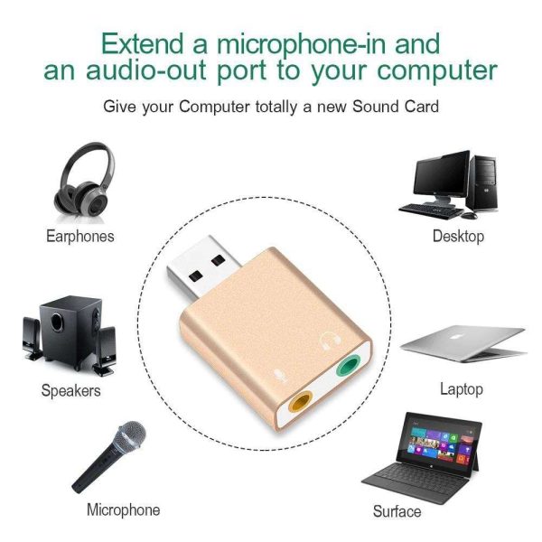 External USB Sound Card USB To 3.5mm Headphone Mic Speaker Adapter Audio Card For Laptop Computer Sound Card Splitter