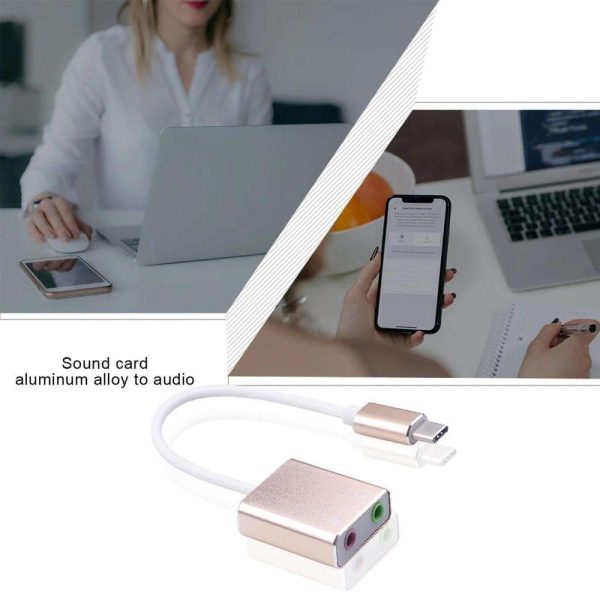 7.1 External Type C USB Sound Card for Macbook Pro Air USB C 3.5mm Audio Jack Headphone Mic Adapter USB-C Computer Sound Card