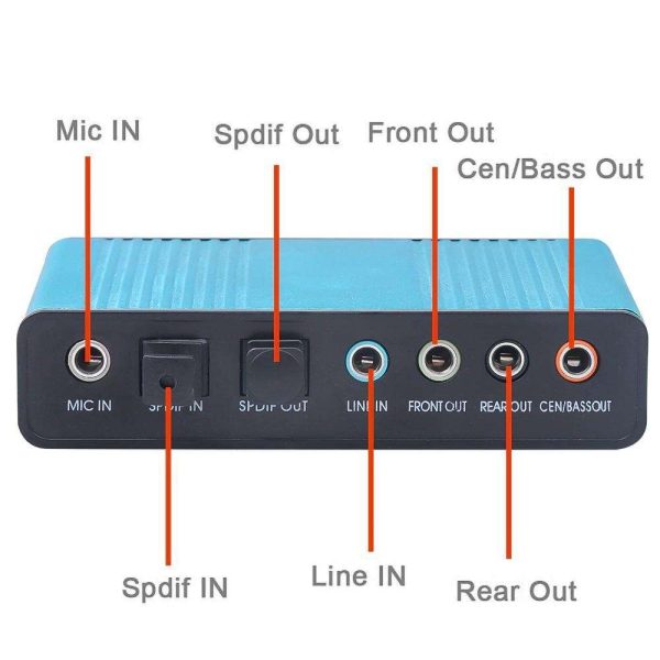 USB 2.0 Sound Card Audio Card CM6206 Chipset Channel 5.1 Sound Card SPDIF Controller Audio for PC Laptop Computer Tablet