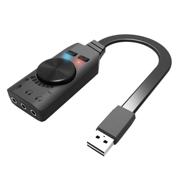 7.1CH USB External Sound Card 3.5mm Microphone Headset 2 in 1 o Converter with Adjustable Volume USB Sound Card