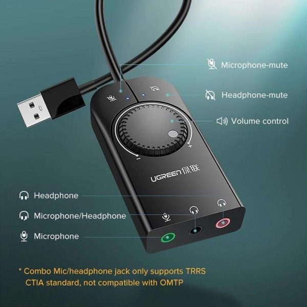 Sound Card USB Audio Interface External 3.5mm Microphone Audio Adapter Soundcard for Laptop PS4 Headset USB Sound Card