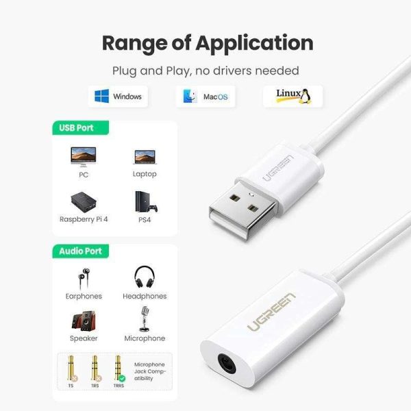 Sound Card External 3.5mm USB Adapter USB to Headphone Speaker Audio Interface for Computer PS4 USB Sound Card