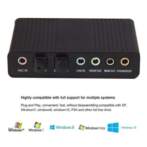 USB Sound Card 6 Channel 5.1  SPDIF Optical Digital Sound Card Stereo Audio Adapter For PC Computer Laptop