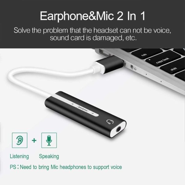 Sound Card 2 IN 1 3.5mm USB Audio Interface Microphone Headphone Adapter for PC Laptop USB Sound Card