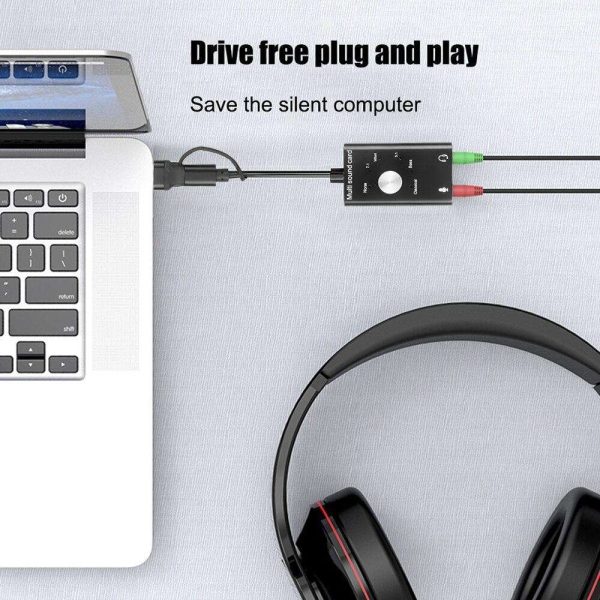 External USB Sound Card 3.5mm Headphone Aux Audio Card for Microphone Speaker Computer USB C Sound Card