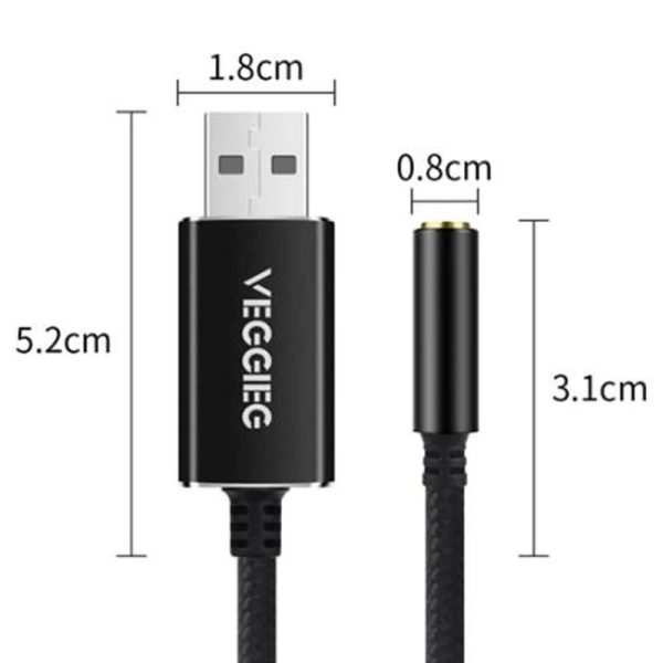 USB o Adapter External Sound Card with 3.5mm Headphone and Microphone Jack for Windows/Mac/Linux/Pc/Laptops/PS4