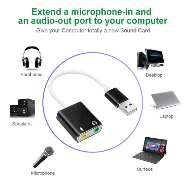 USB 2.0 External Sound Card Virtual 7.1 Channel 3D Mini Audio Adapter For Microphone Headphone USB C Type C Sound Card