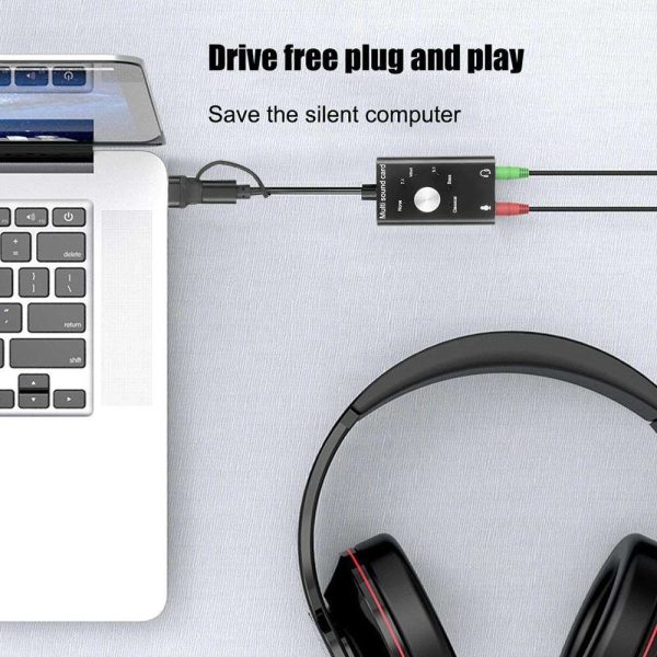 2.0 Audio Sound Card External 3.5mm Microphone Audio Adapter Soundcard for Laptop Headset  Type C Sound Card