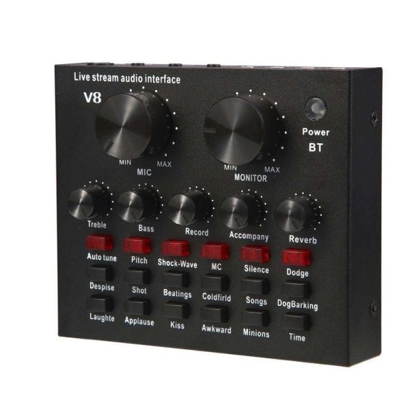 USB Audio Interface Intelligent Volume Adjustable Audio Mixer Sound Card Multifunctional Live Sound Card Recording Speech r60