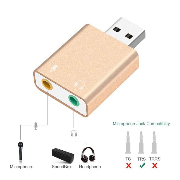 External USB Sound Card USB To 3.5mm Headphone Mic Speaker Adapter Audio Card For Laptop Computer Sound Card Splitter