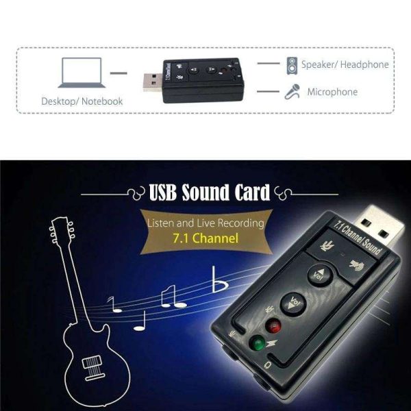 USB Sound Card Virtual 7.1 Channel Audio Interface Sound Card Adapter External Audio Card Speaker Microphone Jack for Laptop