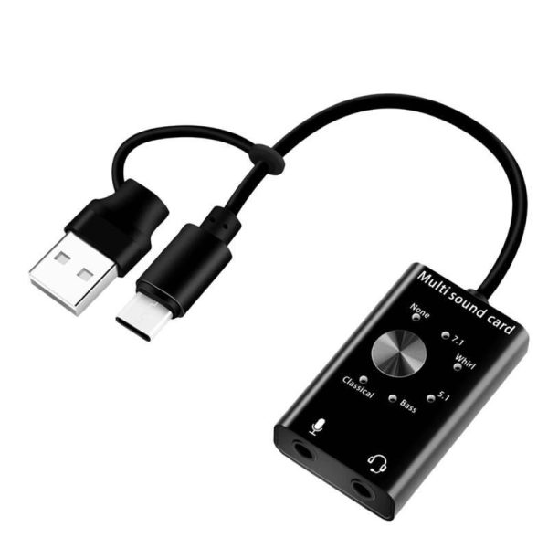 USB 7.1 Sound Card External USB to Earphone/Microphone Interface Sound Card for Windows/Mac/Linux