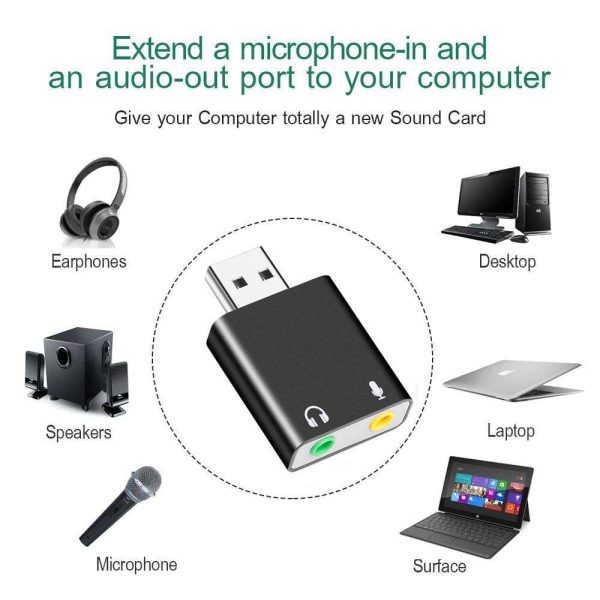 USB Sound Card USB To 3.5mm Audio Earphone Adapter External Sound Card 7.1 Audio Card For Mic Headphone Computer PC