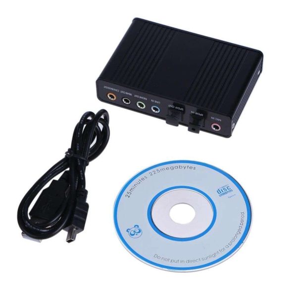 External Sound Card USB 6 Channel 5.1 External Audio Music Sound Card Soundcard For Laptop PC with  Driver CD + USB Cable