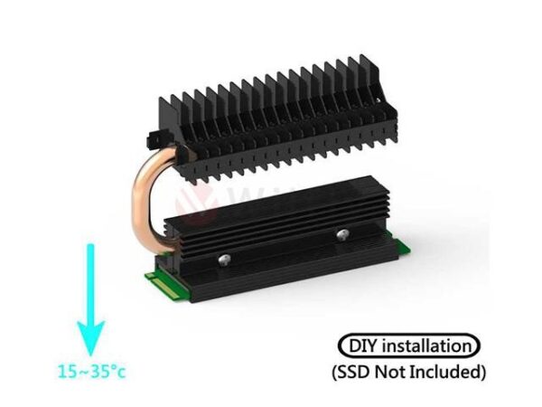 COOLM2SSD - M.2 SSD Radiator Heatsink with Heat Pipe, Compatible with PCIE NVME M.2 2280/SATA M.2 2280 SSD. With Thermal Silica Pad (Excluding SSD), Cooling Effect up to 30 Degrees. OEM/ODM Welcome!