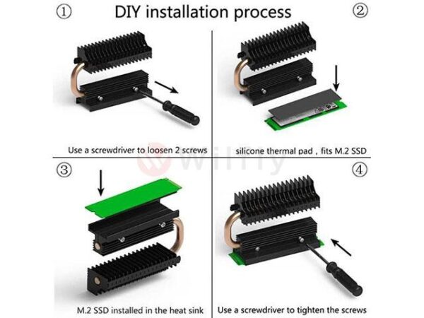 COOLM2SSD - M.2 SSD Radiator Heatsink with Heat Pipe, Compatible with PCIE NVME M.2 2280/SATA M.2 2280 SSD. With Thermal Silica Pad (Excluding SSD), Cooling Effect up to 30 Degrees. OEM/ODM Welcome!