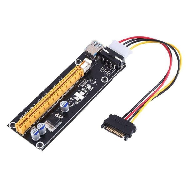 PCI-E 1x to 16x Mining Machine Miner Enhanced Extender Riser Card Adapter with 60cm(2 feet) USB 3.0 & SATA Power Cable