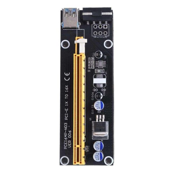 PCI-E 1x to 16x Mining Machine Miner Enhanced Extender Riser Card Adapter with 60cm(2 feet) USB 3.0 & SATA Power Cable