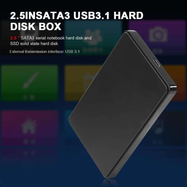 USB3.1 Harddisk Box with USB3.0 To Type-C Cable 2.5in Hard Drive Enclosure Driver-free LED Indicator for SATA 1/2/3 HDD Or SSD