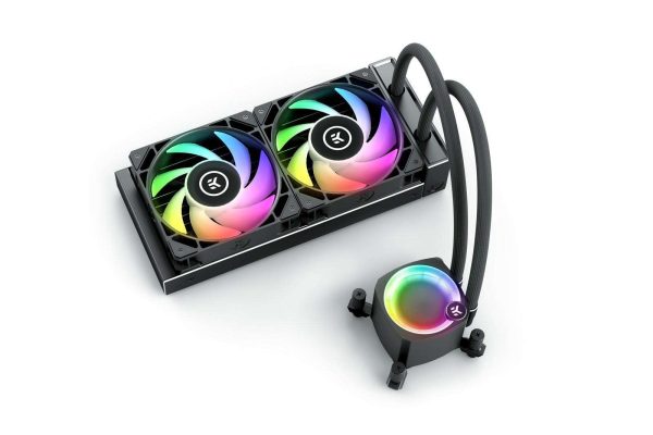 EK Nucleus AIO CR240 Lux D-RGB 240mm AIO Liquid CPU Cooler with EK FPT 120mm Fans - Compatible with latest Intel and AMD CPU sockets - LGA 1700 and AM5