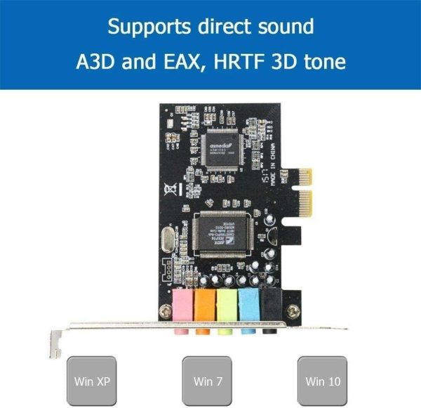 Weastlinks PCI-E 5.1 Sound Card Computer PCIE 5.1 Channel 3D Audio 6 Channels 3D Games Music Digital Sound Card PCI Express 5.1 CH 24Bit