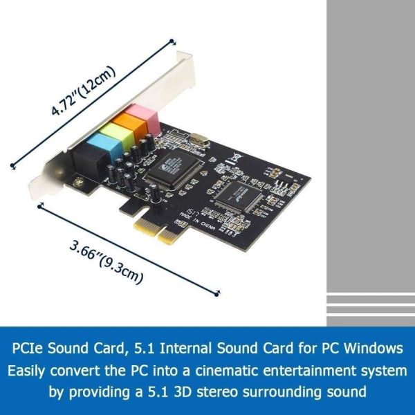 Weastlinks PCI-E 5.1 Sound Card Computer PCIE 5.1 Channel 3D Audio 6 Channels 3D Games Music Digital Sound Card PCI Express 5.1 CH 24Bit