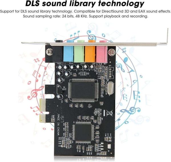 Weastlinks PCI-E 5.1 Sound Card Computer PCIE 5.1 Channel 3D Audio 6 Channels 3D Games Music Digital Sound Card PCI Express 5.1 CH 24Bit