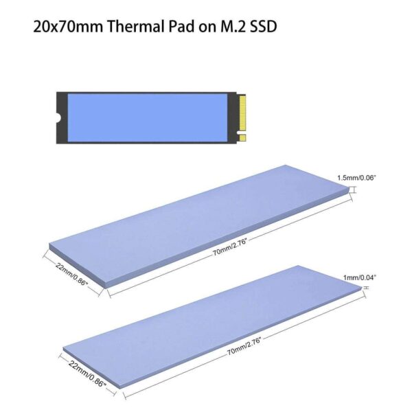 M.2 SSD Cooler Heatsinks, NVMe Aluminum Heatsinks for M.2 2280mm SSD with 2 Silicone Thermal Pads, Black