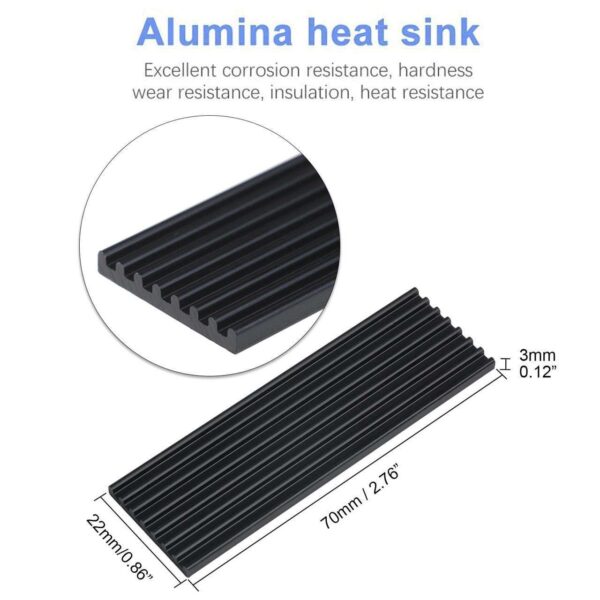 M.2 SSD Cooler Heatsinks, NVMe Aluminum Heatsinks for M.2 2280mm SSD with 2 Silicone Thermal Pads, Black