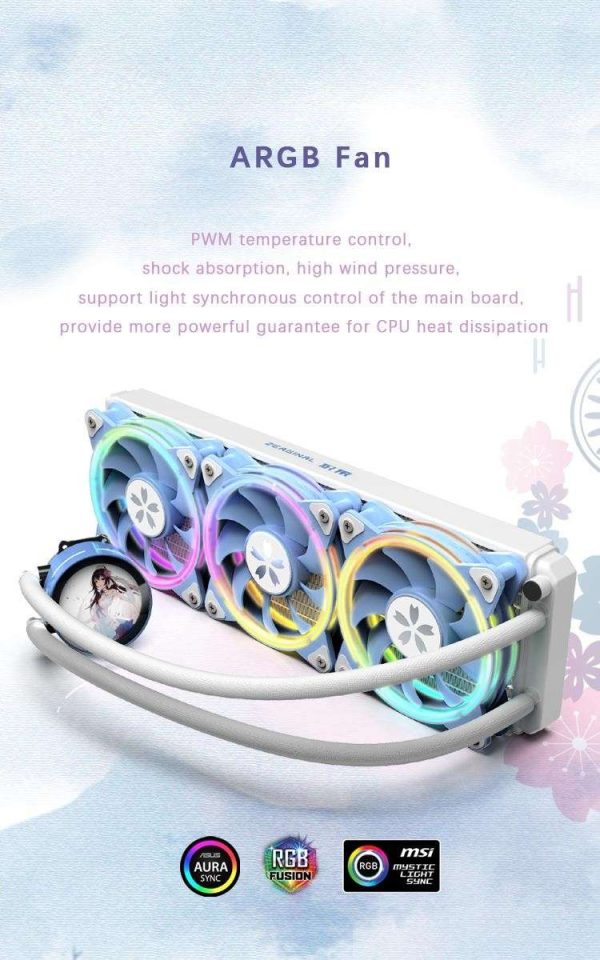 Yeston * zeaginal Sakura 360 integrated CPU supports Intel / AMD platform PWM temperature control fan water cooling radiator ARGB  synchronous fan