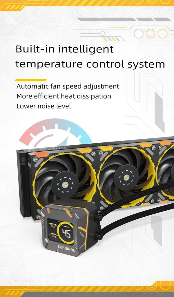 Yeston*Zeaginal ZC-zeus 360 Black 360mm Radiator Liquid CPU Cooler LCD Screen water cooling radiator ARGB synchronous FDB bearing fan Fits Intel LGA1700/1200/115X AMD AM5/AM4/AM3