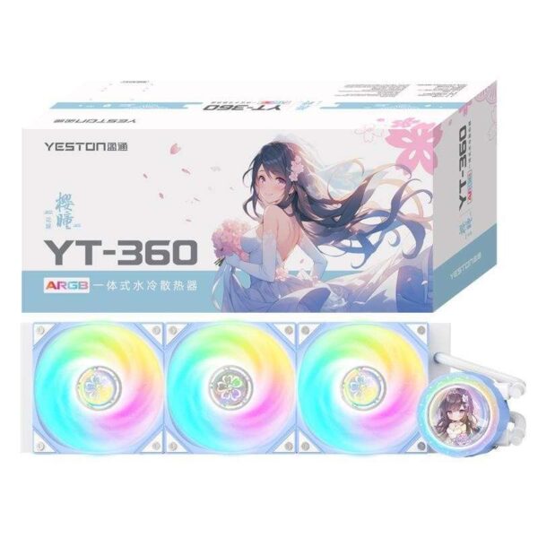 Yeston New Sakura 360 integrated CPU supports Intel / AMD platform PWM temperature control fan water cooling radiator ARGB synchronous fan