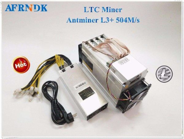 Bitcoin ASIC Miner L3+ 504M/S 1.6J/MH consumption ratio with PSU Scrypt BM1485 ASIC Chip Litecoin Miner LTC DOGE Antminer  Mining Machine better than antminer l3 S9 T9 DR3 m3